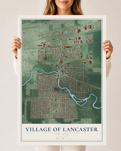 Lancaster, New York map print, 24" x 36" Archival Matte Print mockup