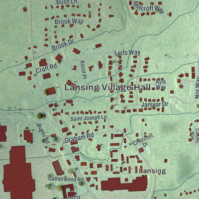 Close-up 1 of the Lansing, New York map artwork