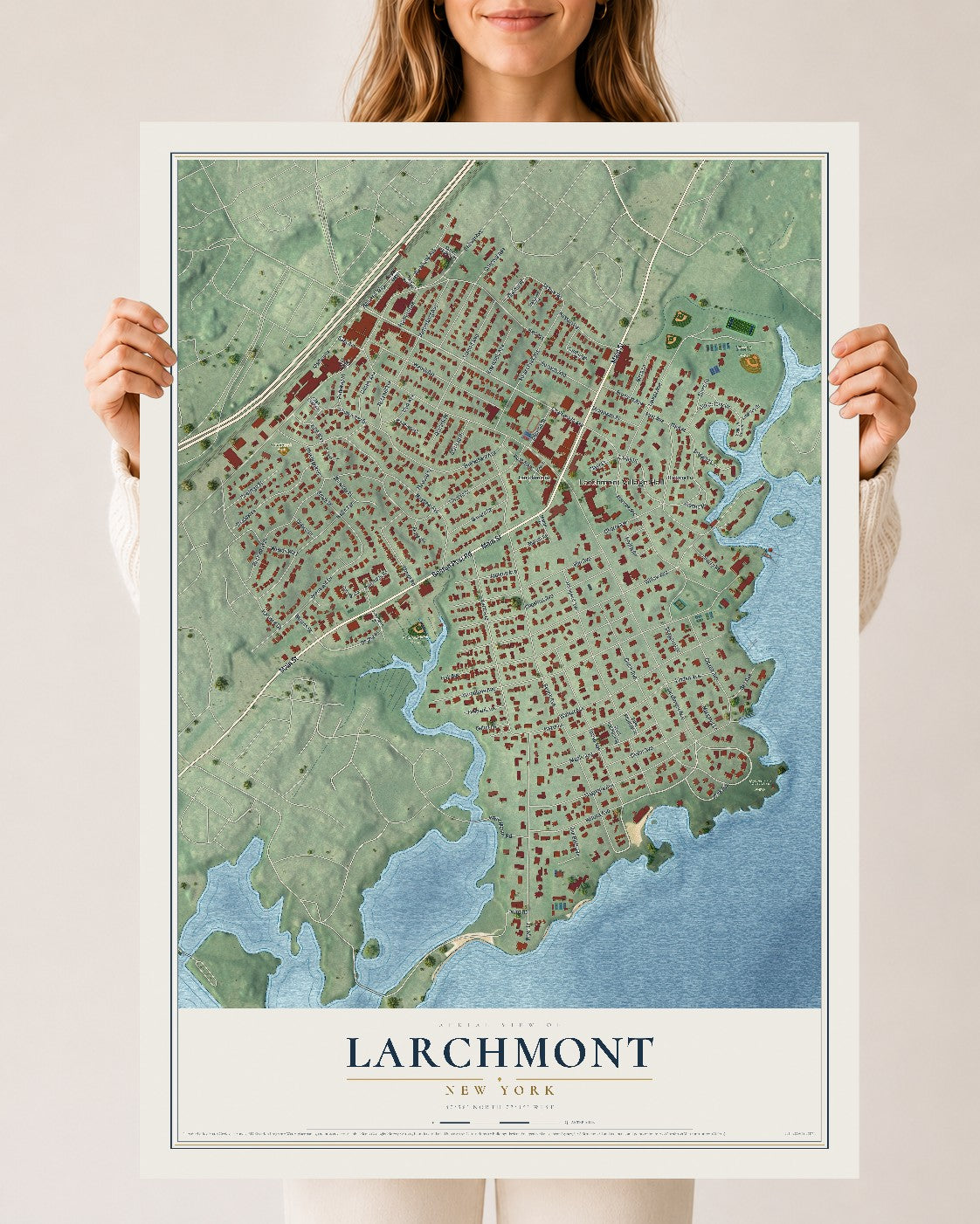 Larchmont, New York map print, 24" x 36" Archival Matte Print mockup