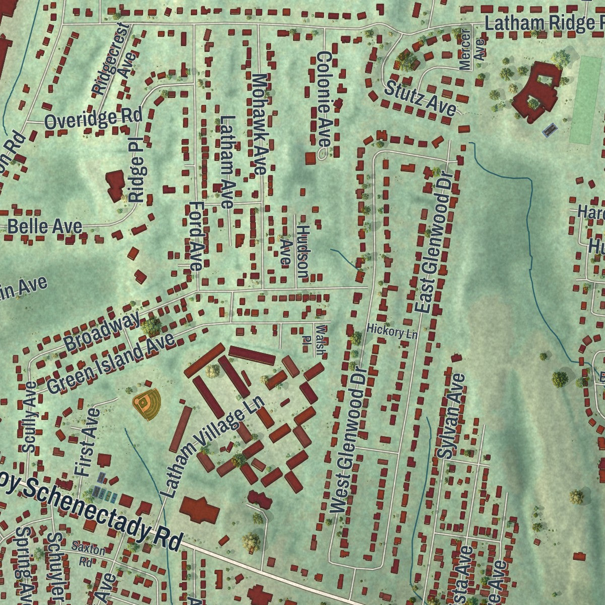 Close-up 1 of the Latham, New York map artwork