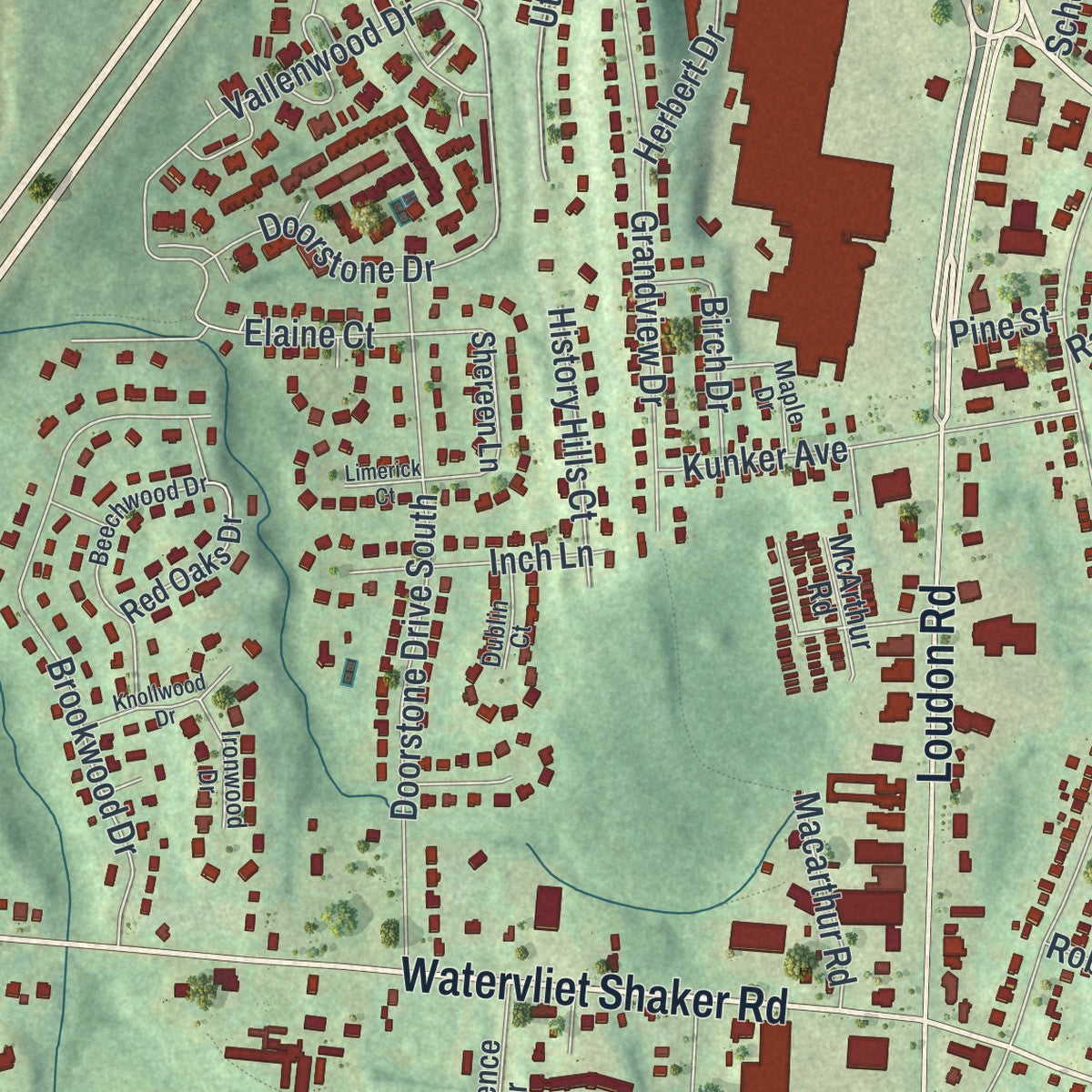 Close-up 2 of the Latham, New York map artwork