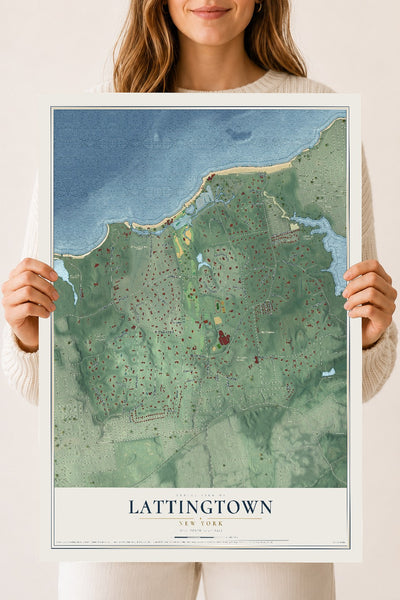 Lattingtown, New York map print, 18" x 24" Archival Matte Print mockup