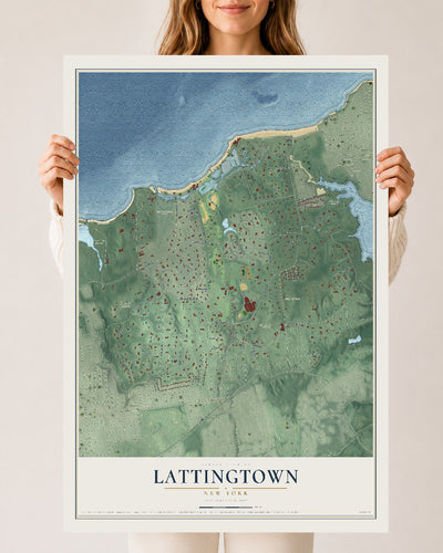 Lattingtown, New York map print, 24" x 36" Archival Matte Print mockup