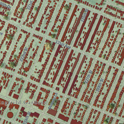 Close-up of the map of Laurelton, New York print showing street and building detail