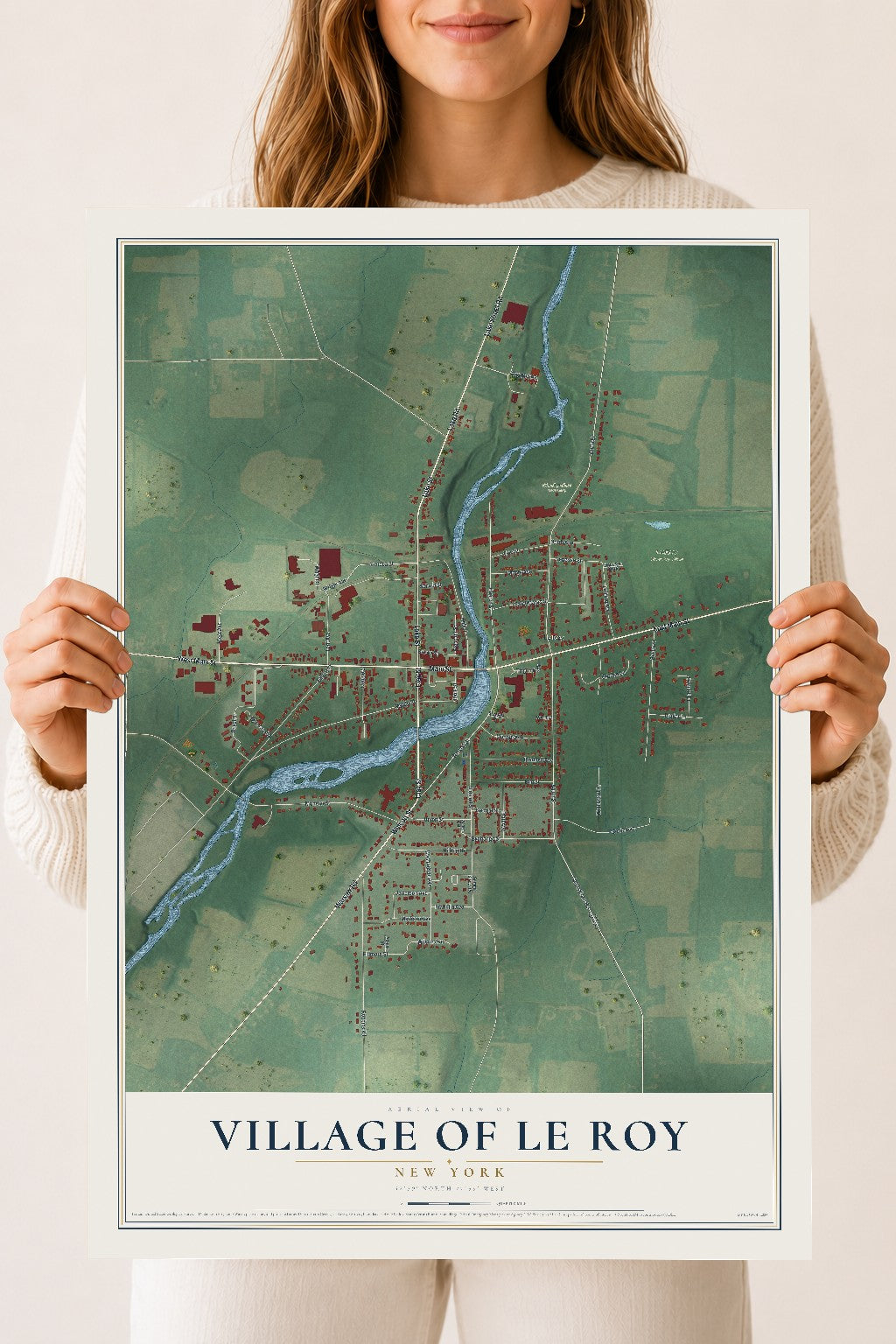 Le Roy, New York map print, 18" x 24" Archival Matte Print mockup