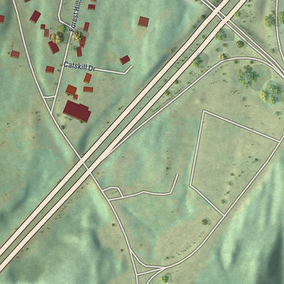 Close-up of the map of Leeds, New York print showing street and building detail