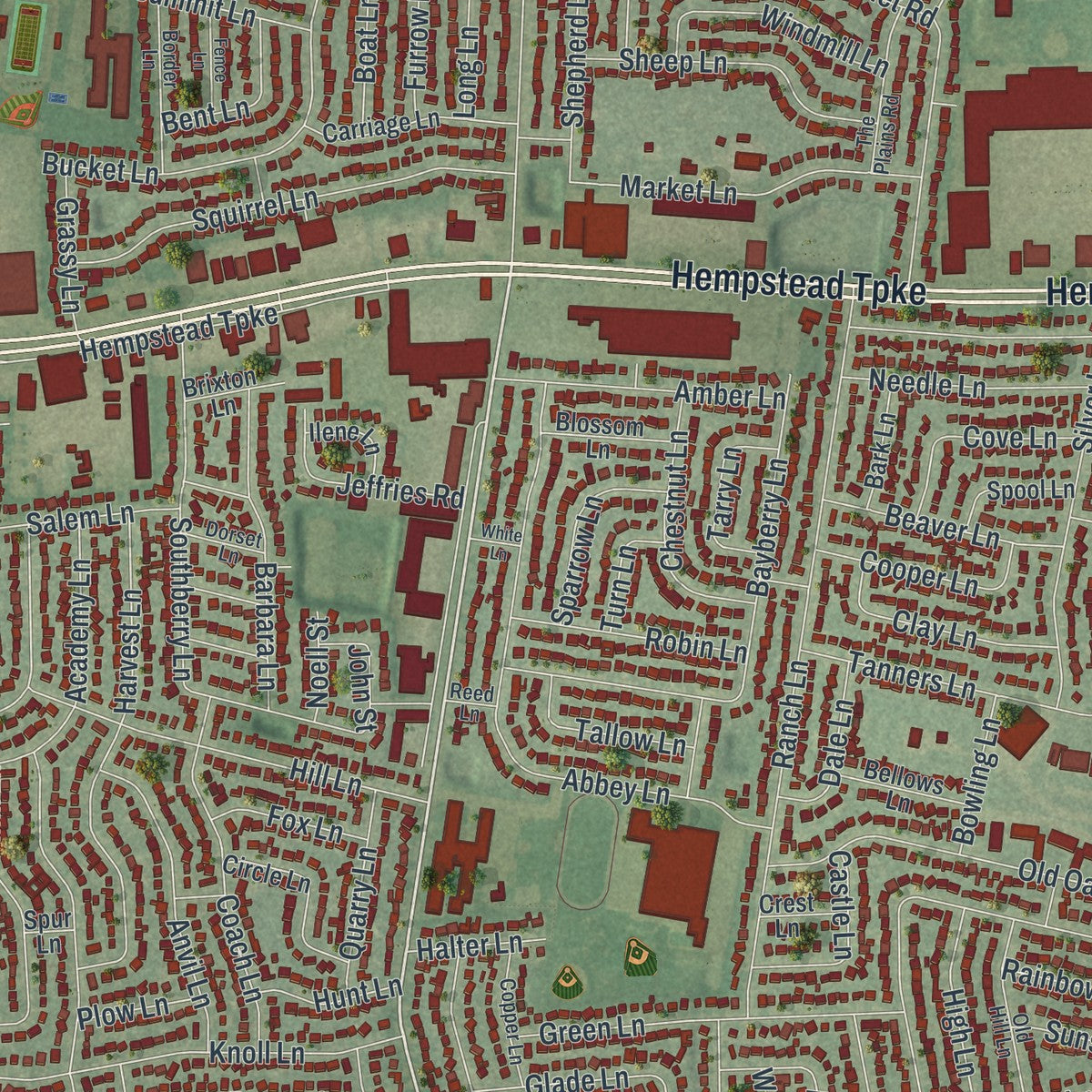Close-up 1 of the Levittown, New York map artwork