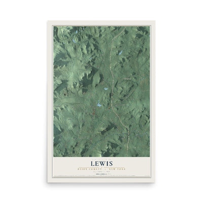 Map of Lewis, Essex County, New York, 12 x 18 inch unframed archival matte print