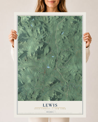 Map of Lewis, Essex County, New York, 24 x 36 inch unframed archival matte print