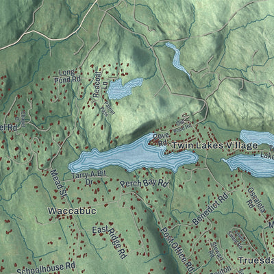 Second close-up of the map of Lewisboro, New York print showing more streets and buildings