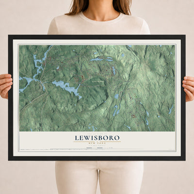 Map of Lewisboro, New York, 18 x 24 inch print in a black wood frame