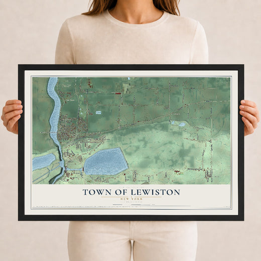 Map of the Town of Lewiston, New York, 12 x 18 inch print in a black wood frame