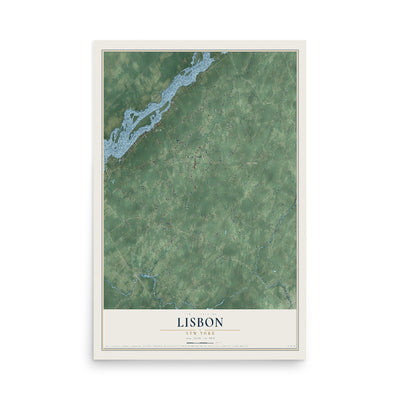 Map of Lisbon, New York, 12 x 18 inch unframed archival matte print