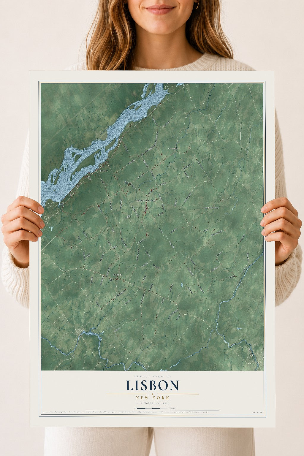 Lisbon, New York map print, 18" x 24" Archival Matte Print mockup