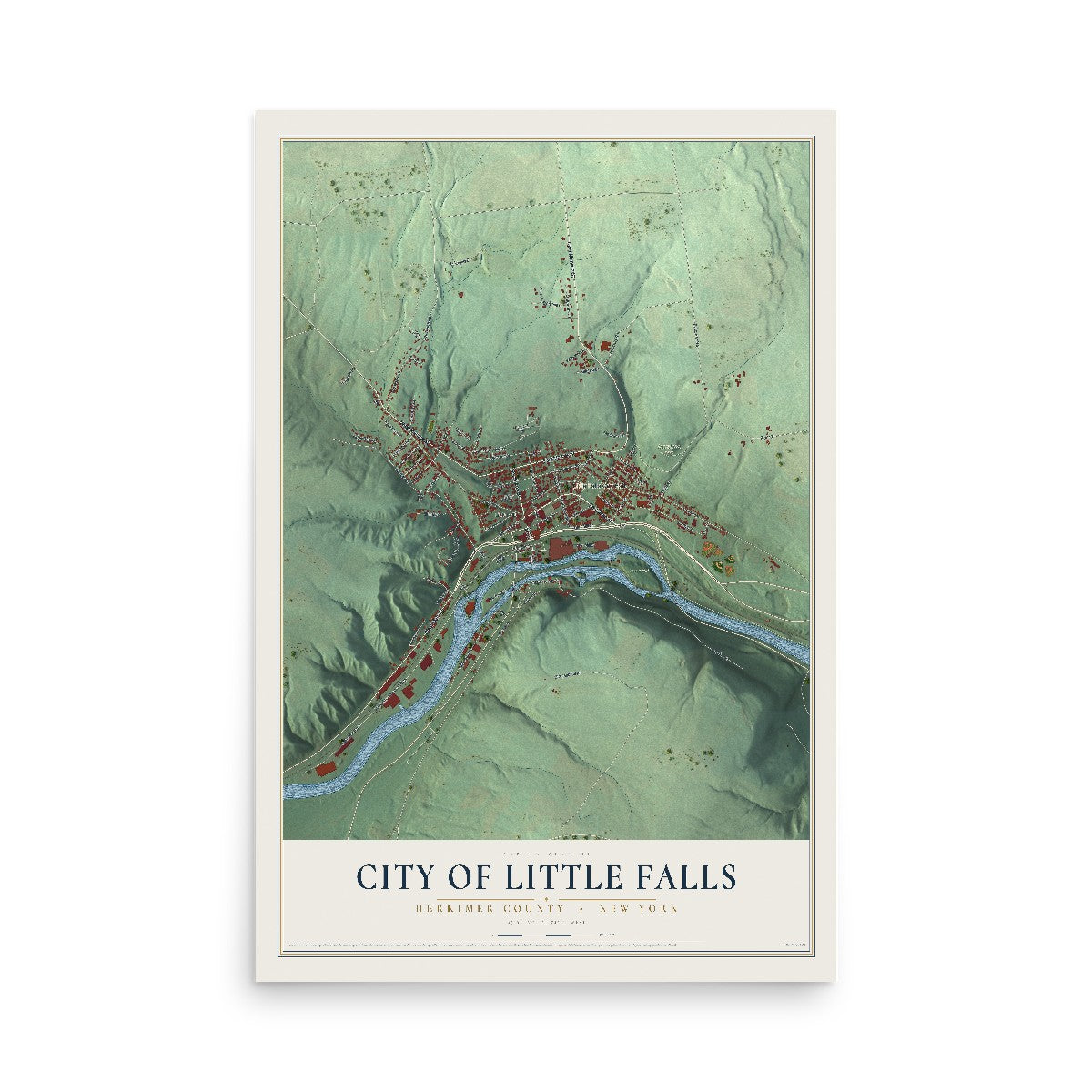 Map of the City of Little Falls, Herkimer County, New York, 12 x 18 inch unframed archival matte print