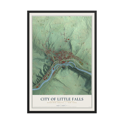 Map of the City of Little Falls, Herkimer County, New York, 12 x 18 inch print in a black wood frame