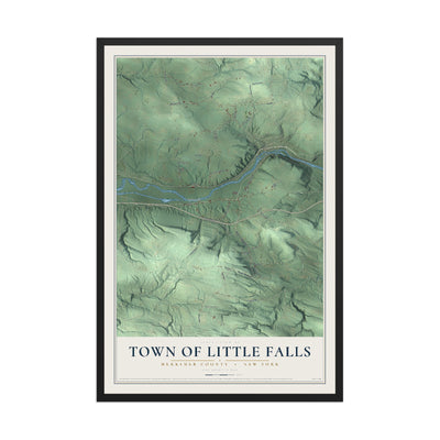 Map of the Town of Little Falls, Herkimer County, New York, 12 x 18 inch print in a black wood frame