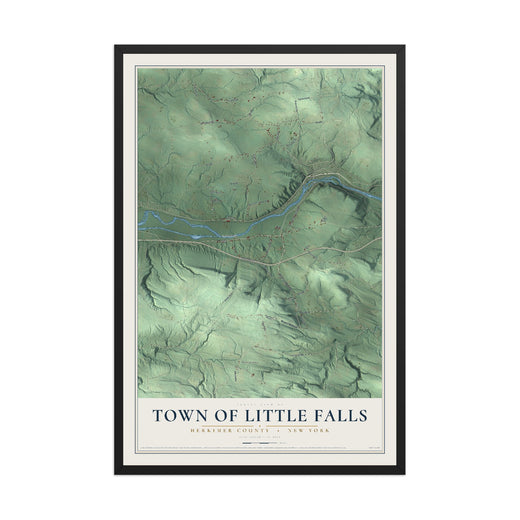 Map of the Town of Little Falls, Herkimer County, New York, 12 x 18 inch print in a black wood frame