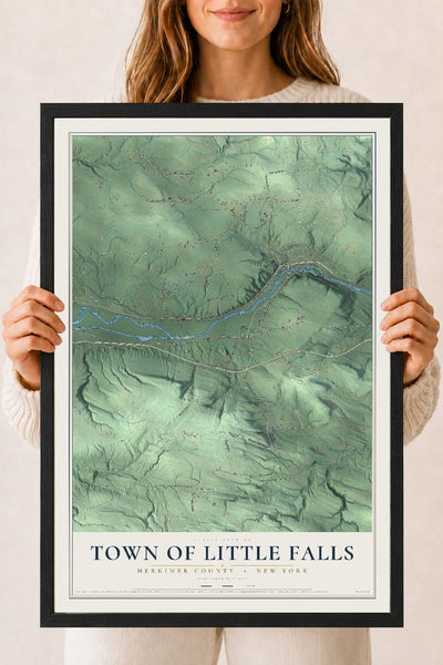 Map of the Town of Little Falls, Herkimer County, New York, 18 x 24 inch print in a black wood frame