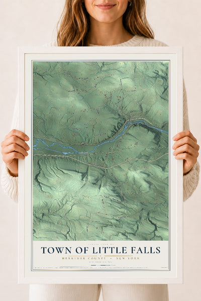 Map of the Town of Little Falls, Herkimer County, New York, 18 x 24 inch print in a white wood frame