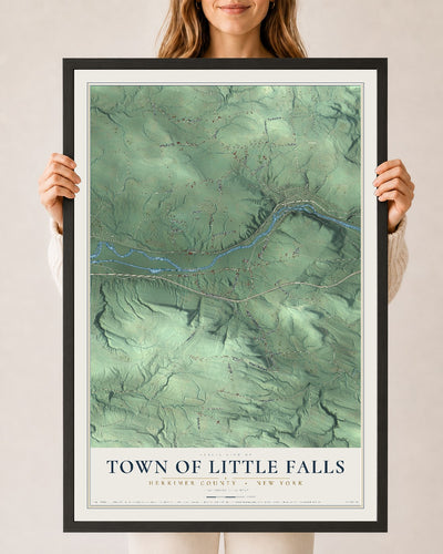 Map of the Town of Little Falls, Herkimer County, New York, 24 x 36 inch print in a black wood frame