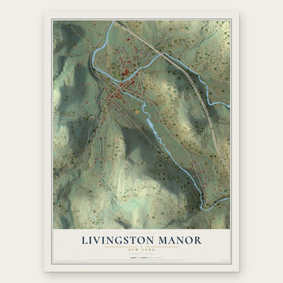 Livingston Manor, New York map print, the full design