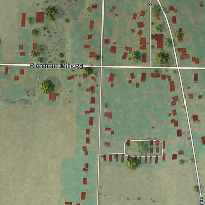 Close-up of the map of Livonia Center, New York print showing street and building detail