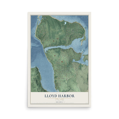 Lloyd Harbor, New York map print, 12" x 18" Archival Matte Print mockup