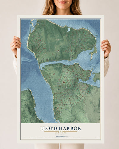 Lloyd Harbor, New York map print, 24" x 36" Archival Matte Print mockup