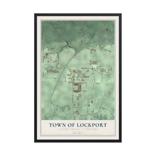 Map of the Town of Lockport, Niagara County, New York, 12 x 18 inch print in a black wood frame