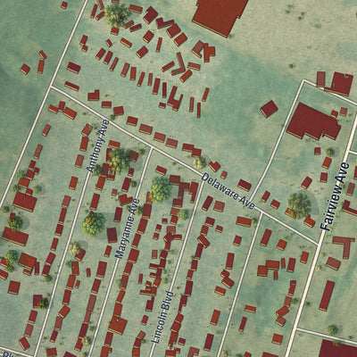 Close-up of the map of Lorenz Park, New York print showing street and building detail