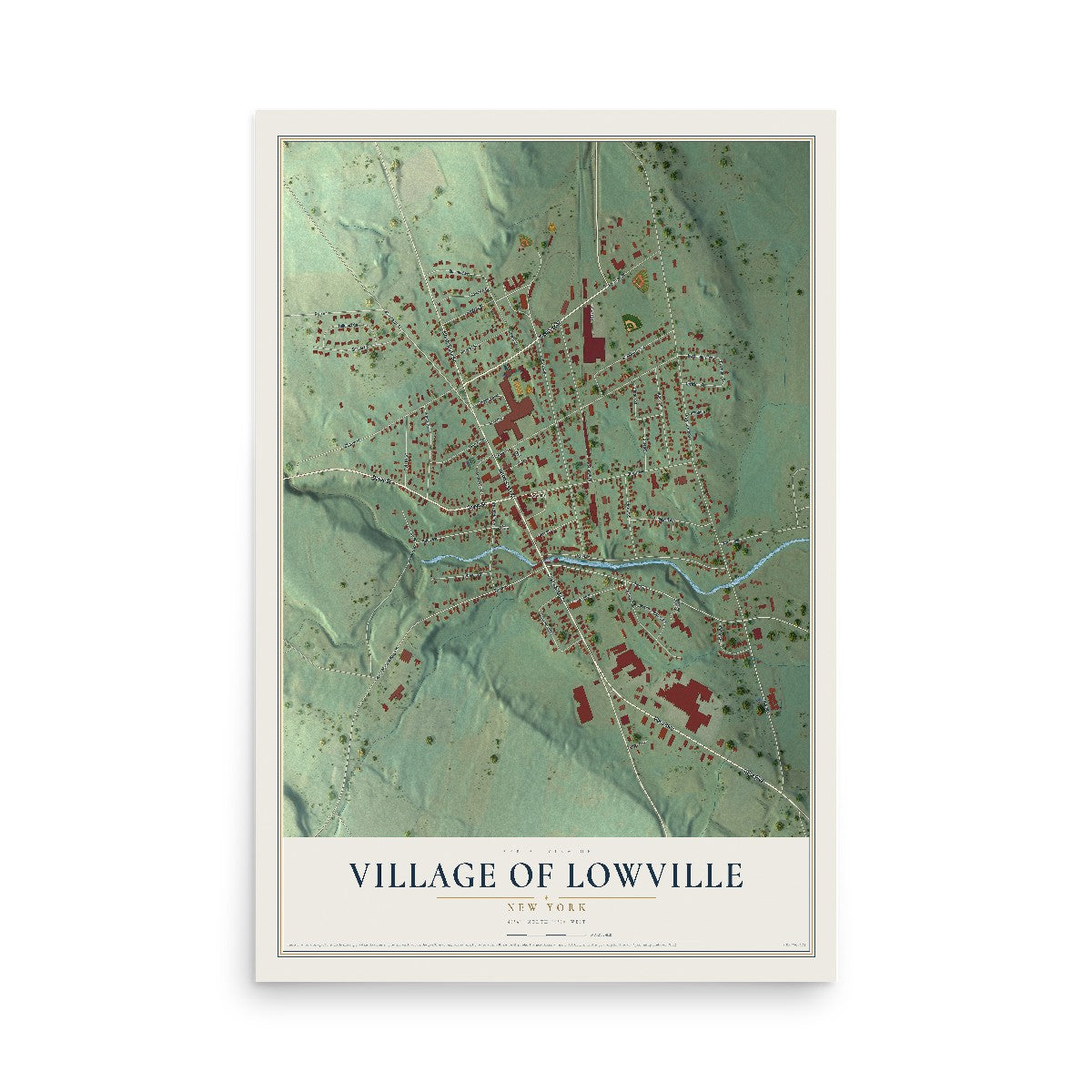 Lowville, New York map print, 12" x 18" Archival Matte Print mockup