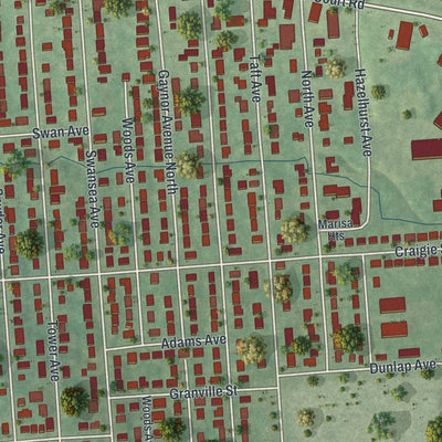 Close-up 1 of the Lyncourt, New York map artwork