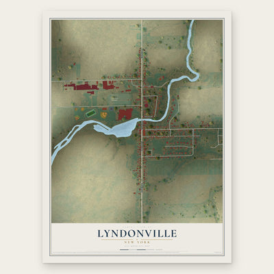 Lyndonville, New York map print, the full design