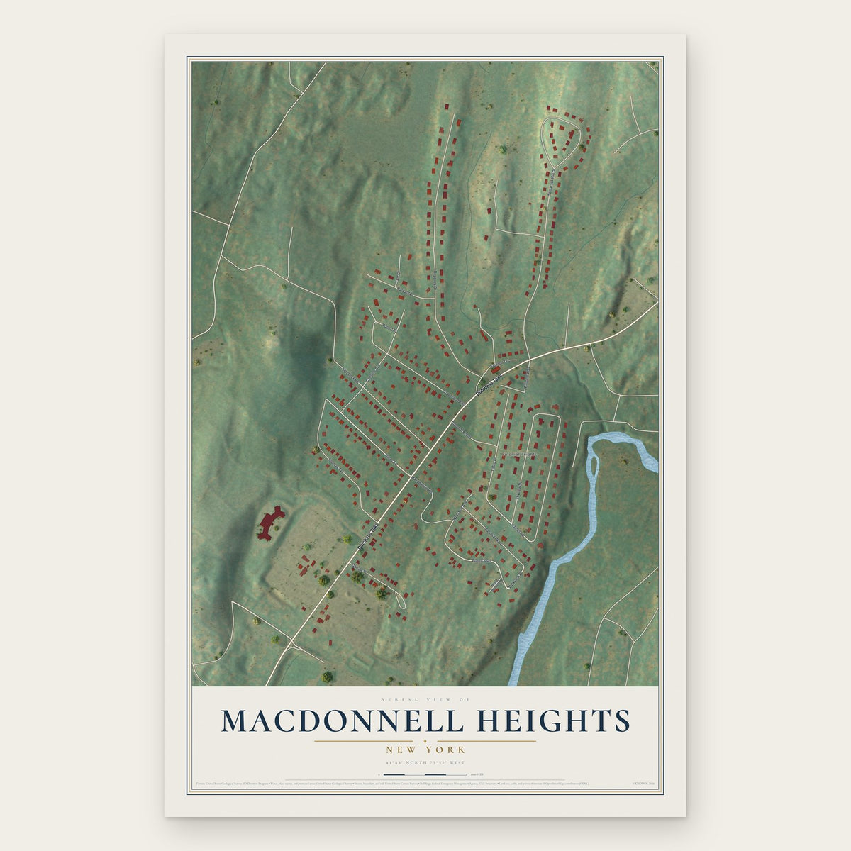 MacDonnell Heights, New York map print, the full design