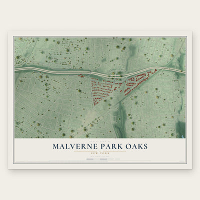 Malverne Park Oaks, New York map print, the full design