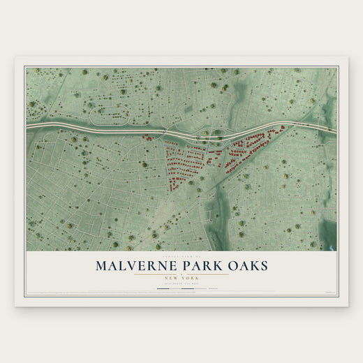 Malverne Park Oaks, New York map print, the full design