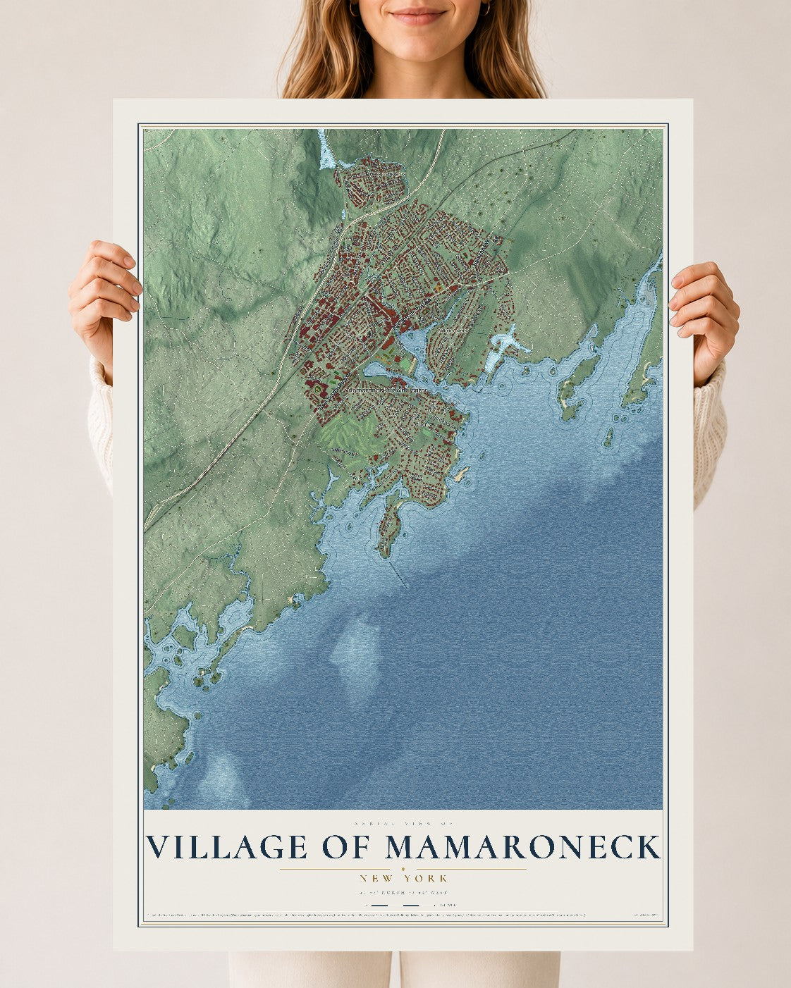 Mamaroneck, New York map print, 24" x 36" Archival Matte Print mockup