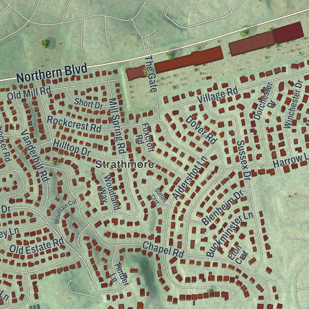 Close-up 1 of the Manhasset, New York map artwork