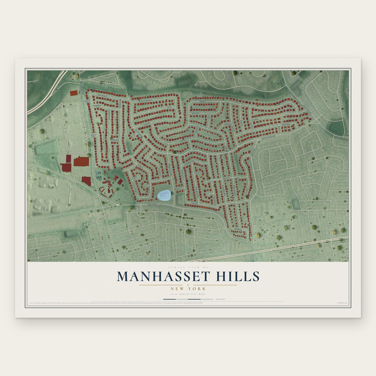 Manhasset Hills, New York map print, the full design