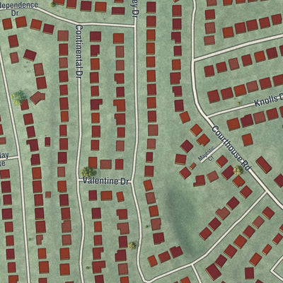 Close-up of the map of Manhasset Hills, New York print showing street and building detail