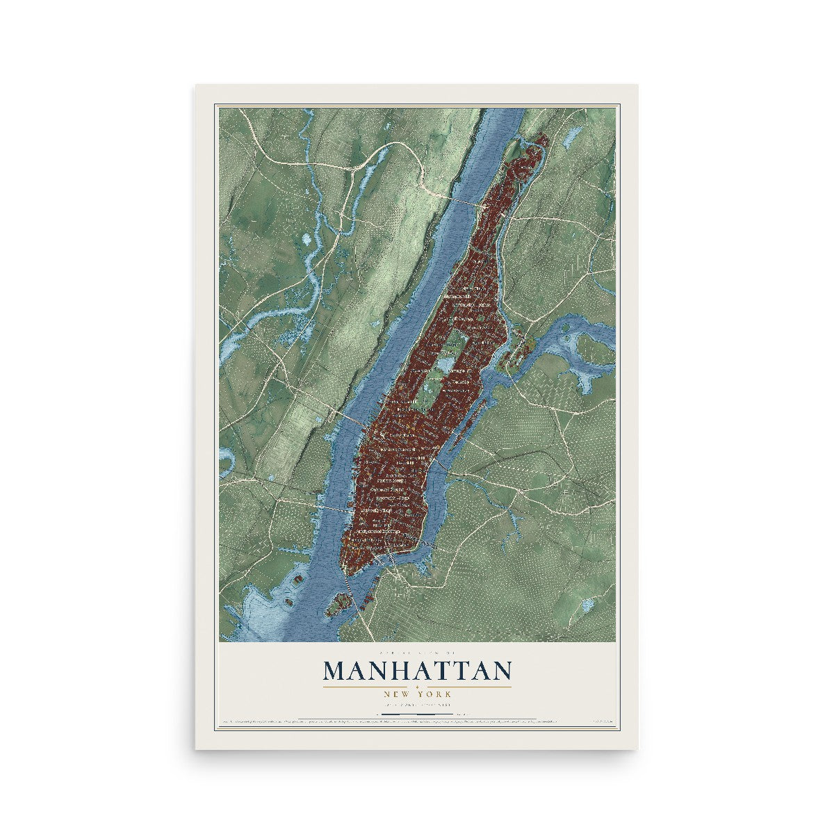 Map of Manhattan, New York, 12 x 18 inch unframed archival matte print