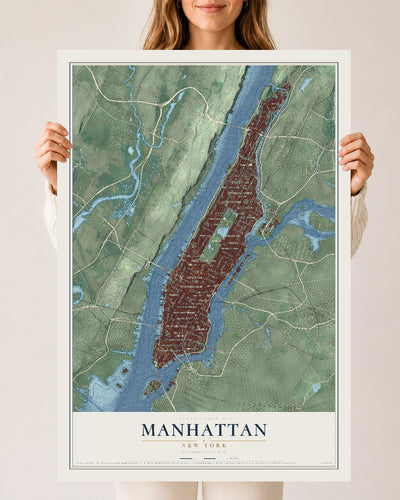 Map of Manhattan, New York, 24 x 36 inch unframed archival matte print