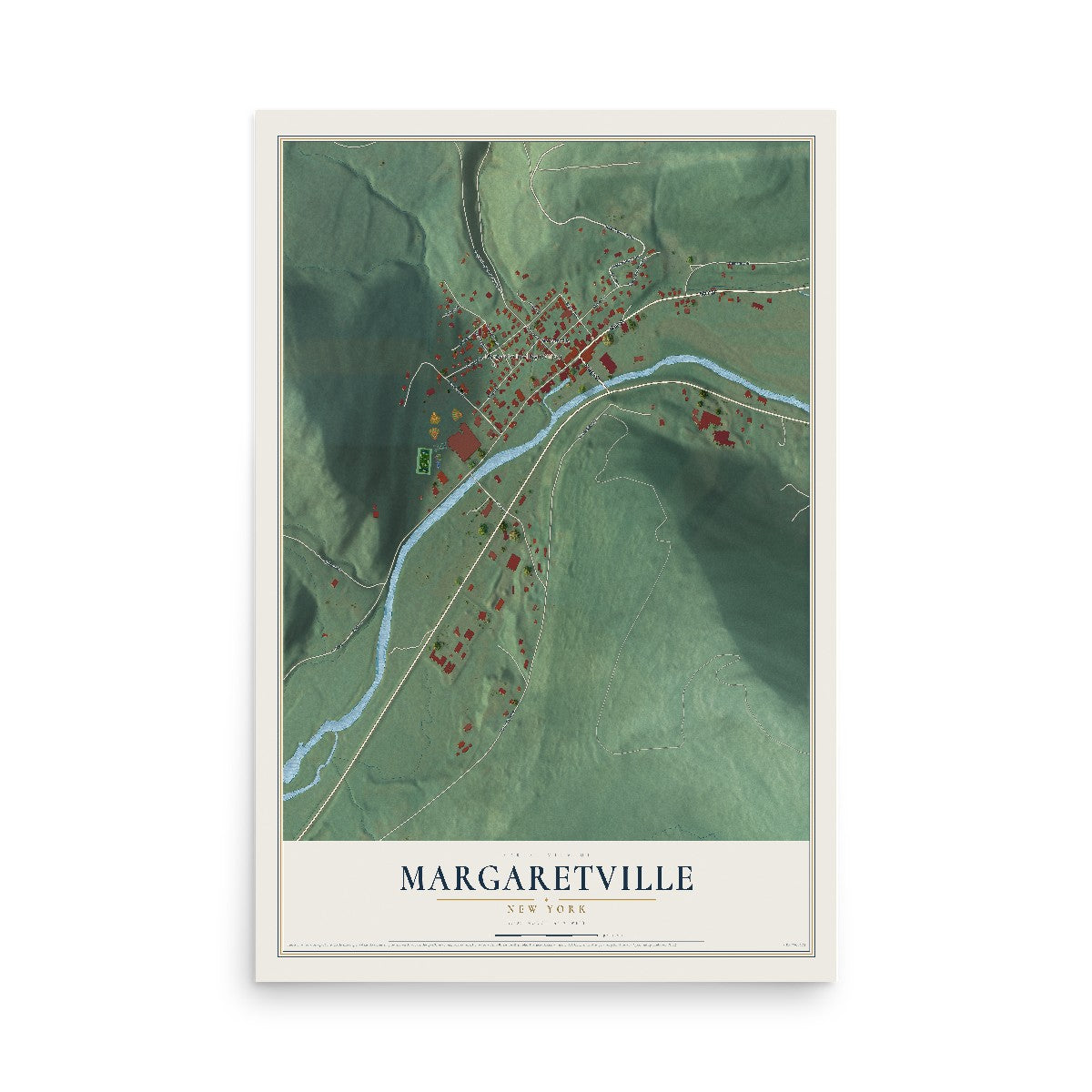 Margaretville, New York map print, 12" x 18" Archival Matte Print mockup