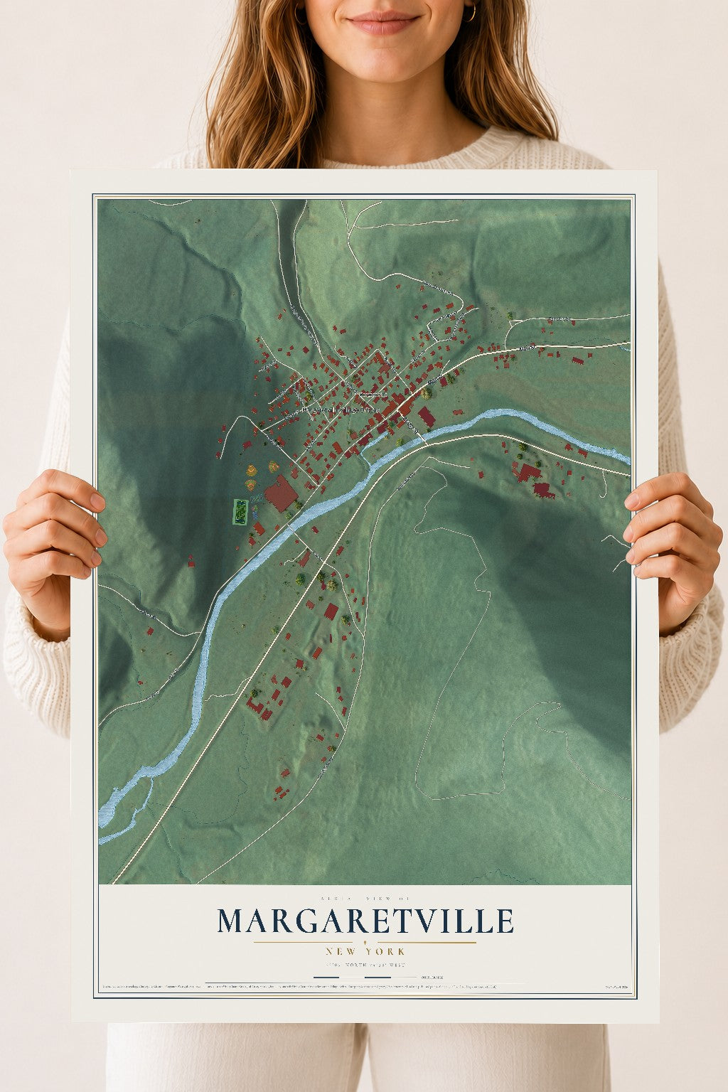 Margaretville, New York map print, 18" x 24" Archival Matte Print mockup