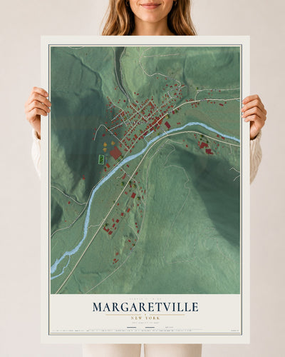 Margaretville, New York map print, 24" x 36" Archival Matte Print mockup