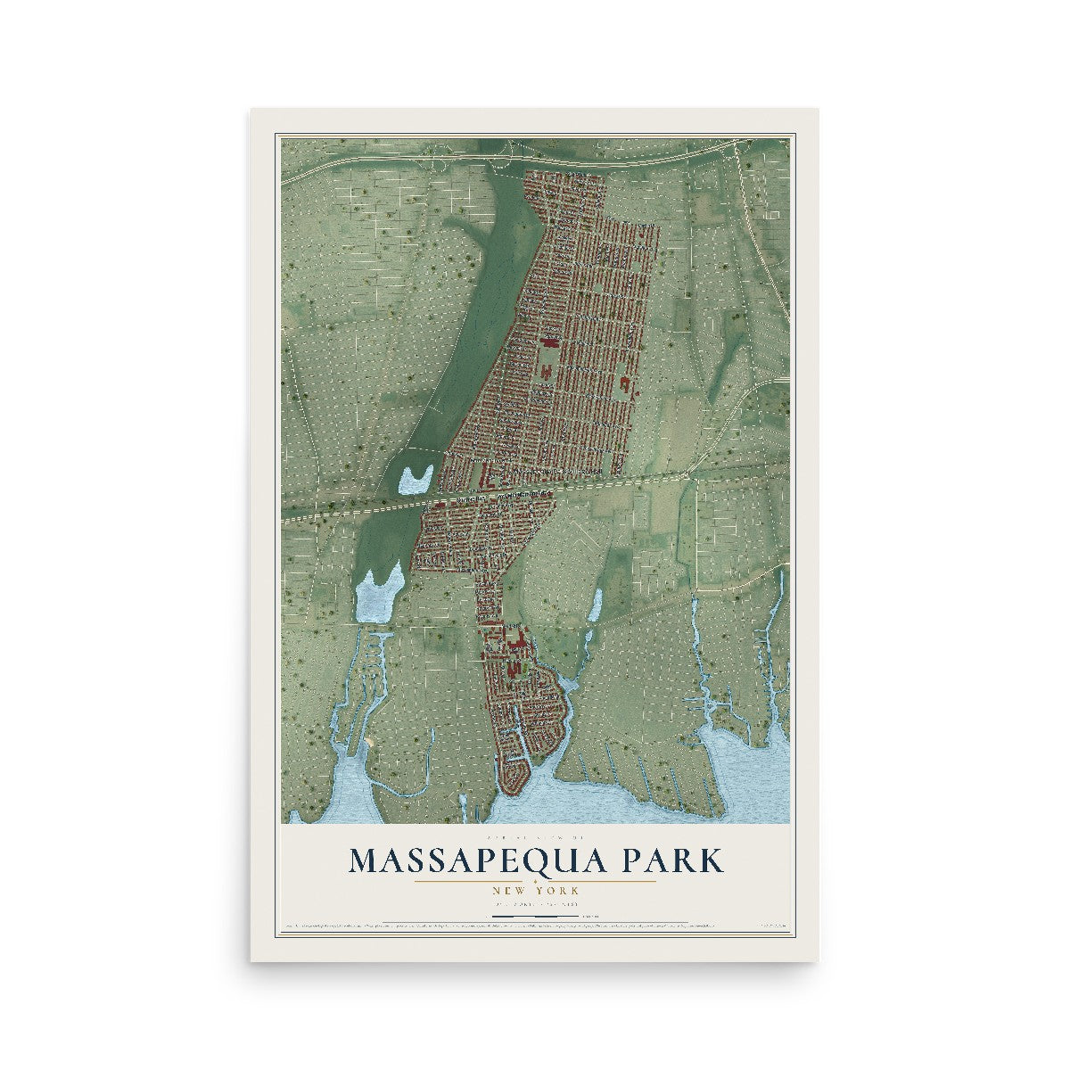 Massapequa Park, New York map print, 12" x 18" Archival Matte Print mockup
