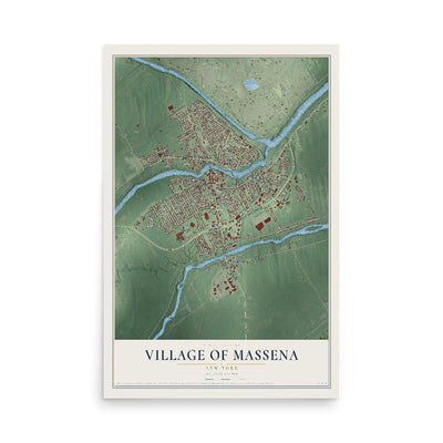 Massena, New York map print, 12" x 18" Archival Matte Print mockup