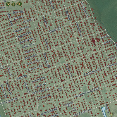 Close-up of the map of Mastic Beach, New York print showing street and building detail