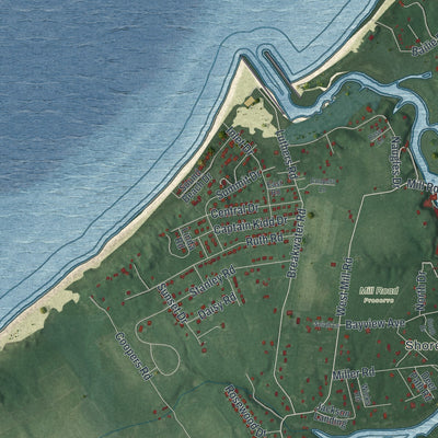 Close-up 2 of the Mattituck, New York map artwork